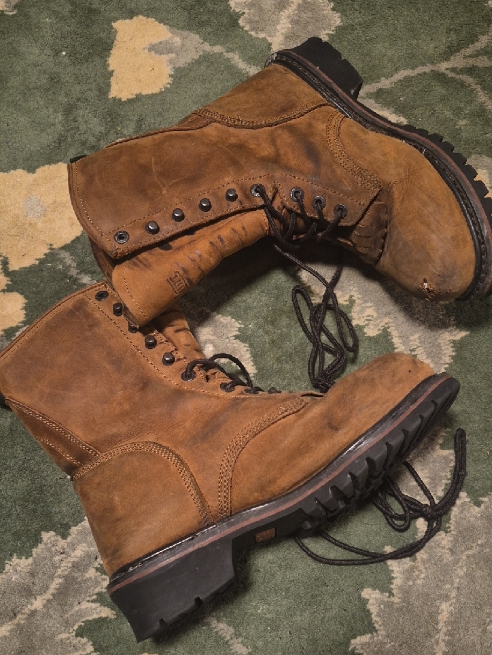 Men's Tan Leather Lace-Up Work Boots - Durable Outdoor Style - Picture 8 of 10